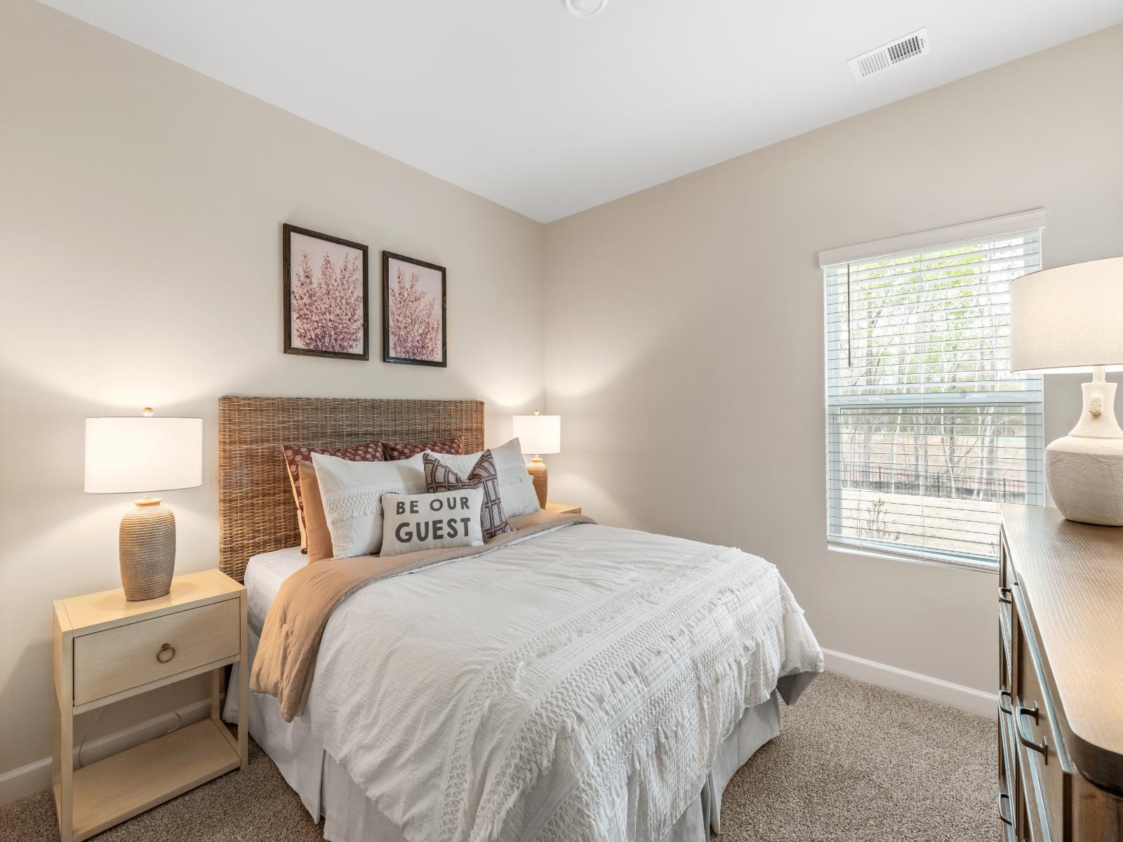 Turn your secondary bedroom into a relaxing space for visitors.