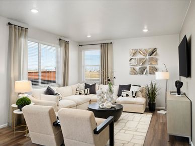 The Monarch floorplan interior image modeled at a Meritage Homes community in Johnstown, CO.