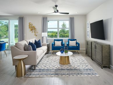 The Living Room of the Foxglove Model at Hampton Park
