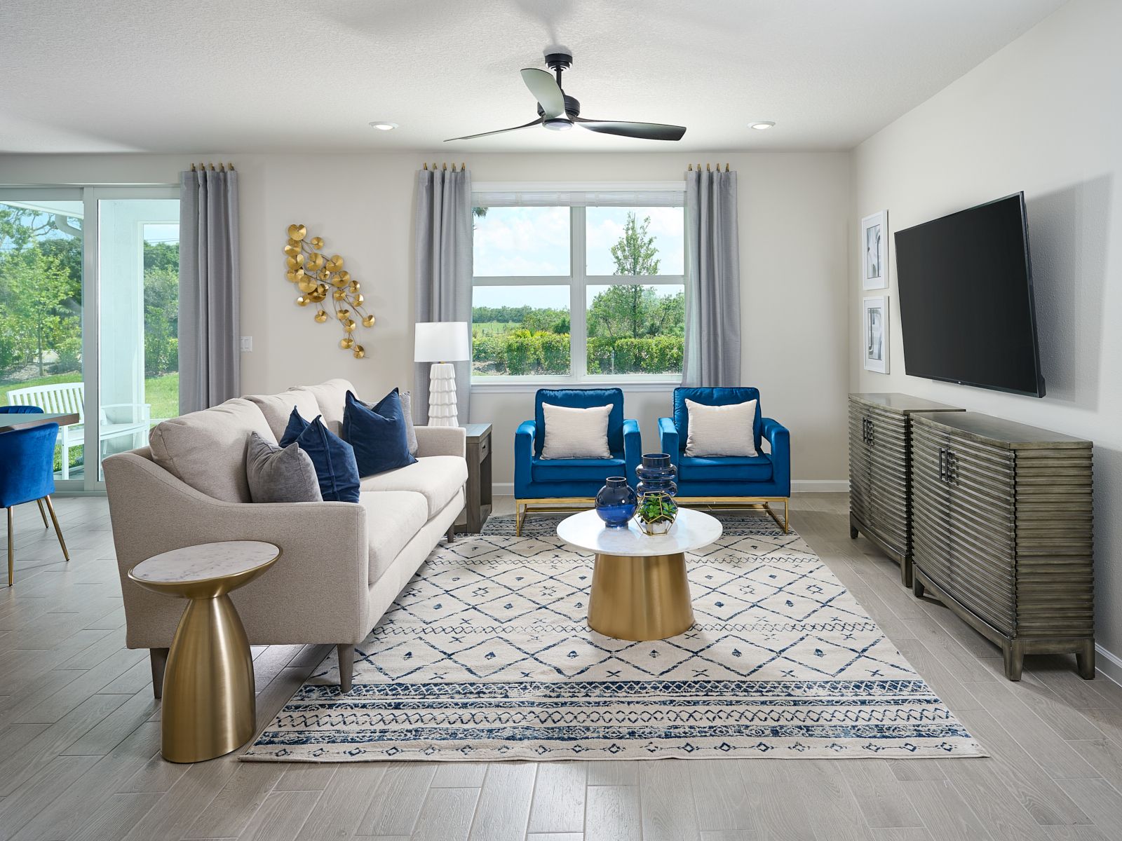 The Living Room of the Foxglove Model at Hampton Park