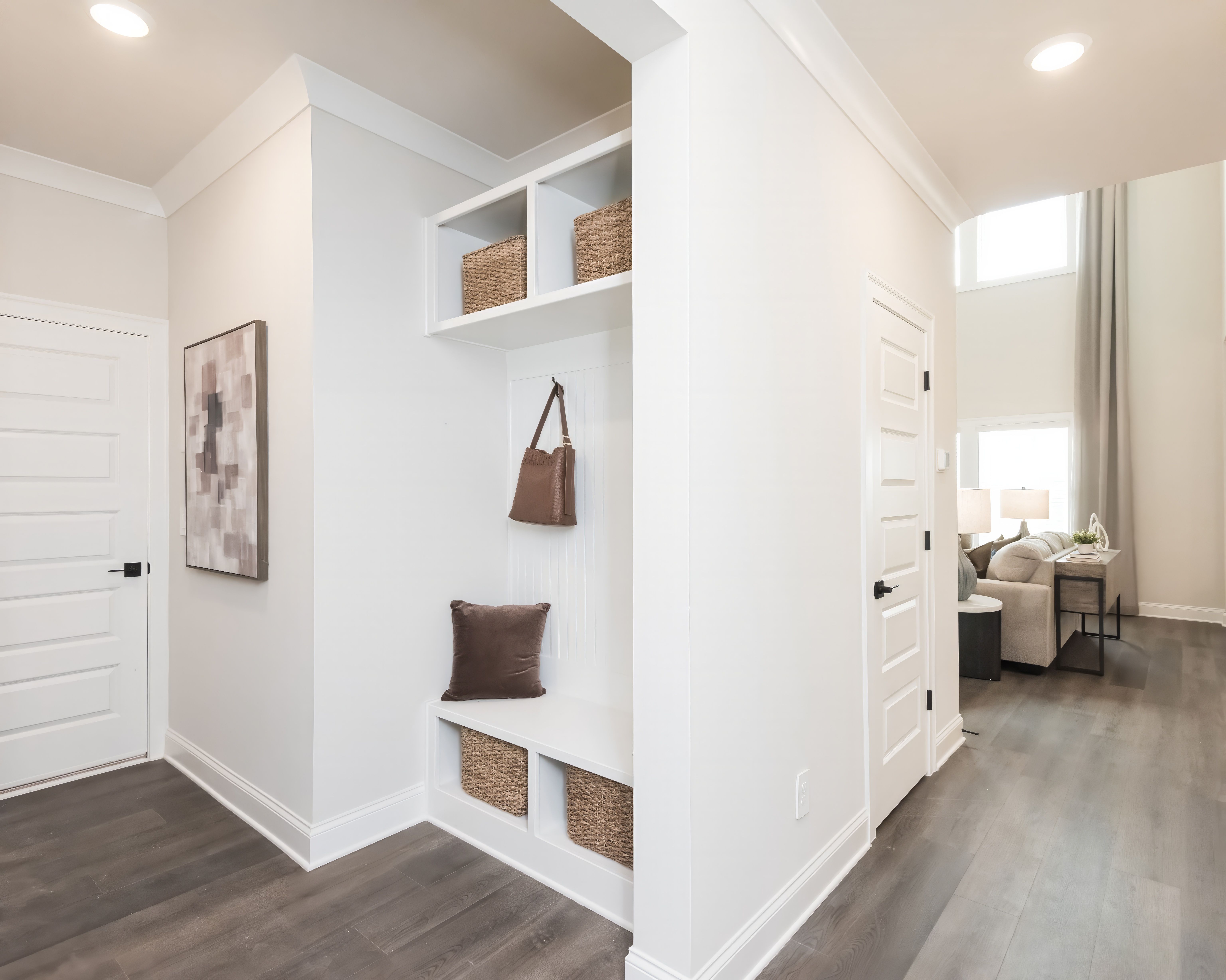 Stay organized with built-in storage near the garage entry.