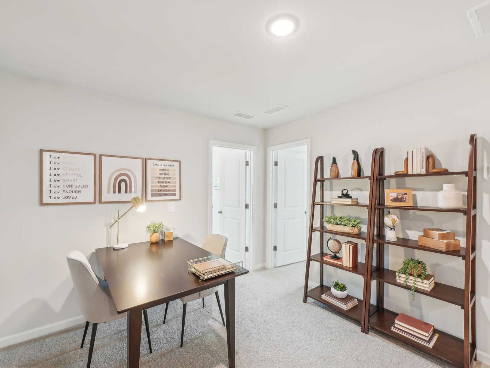 An upstairs loft lends itself for a work or entertainment space.