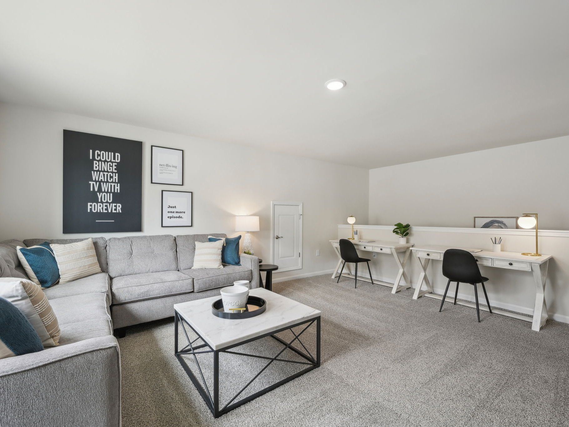 Outfit the upstairs loft as a secondary entertainment and working space.