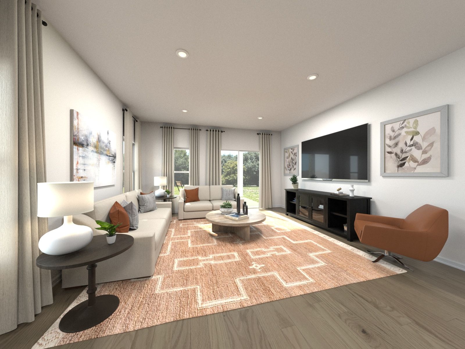 Spend family movie nights in the spacious great room.