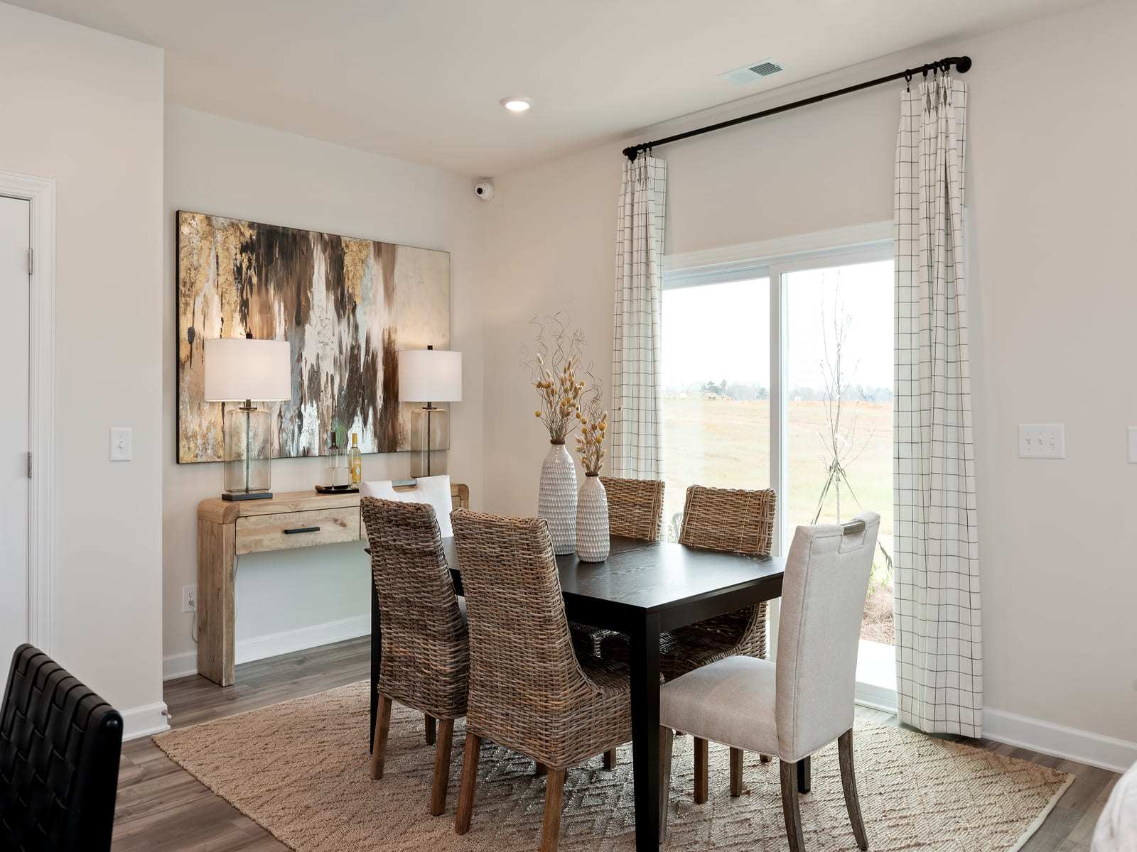 The dining area conveniently leads to the finished back patio.