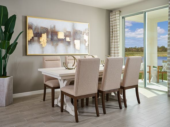 The dining room of the Foxglove modeled at Magnolia Bay.