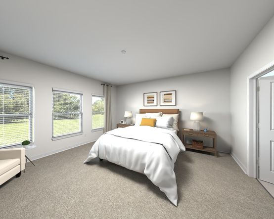 The primary bathroom offers a private retreat.