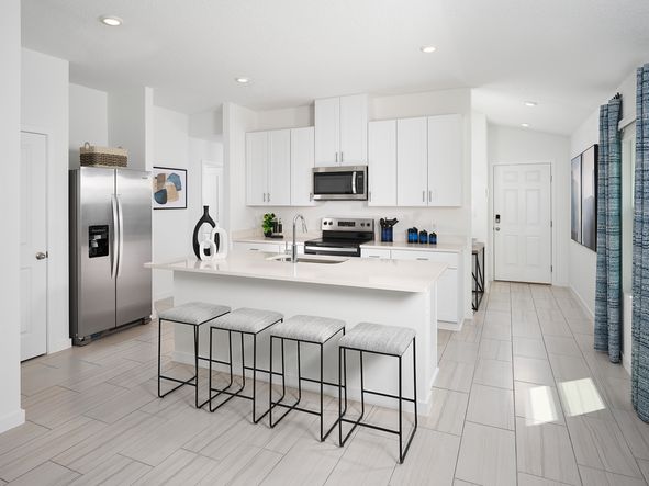 Kitchen of the Acadia modeled at Kings Preserve