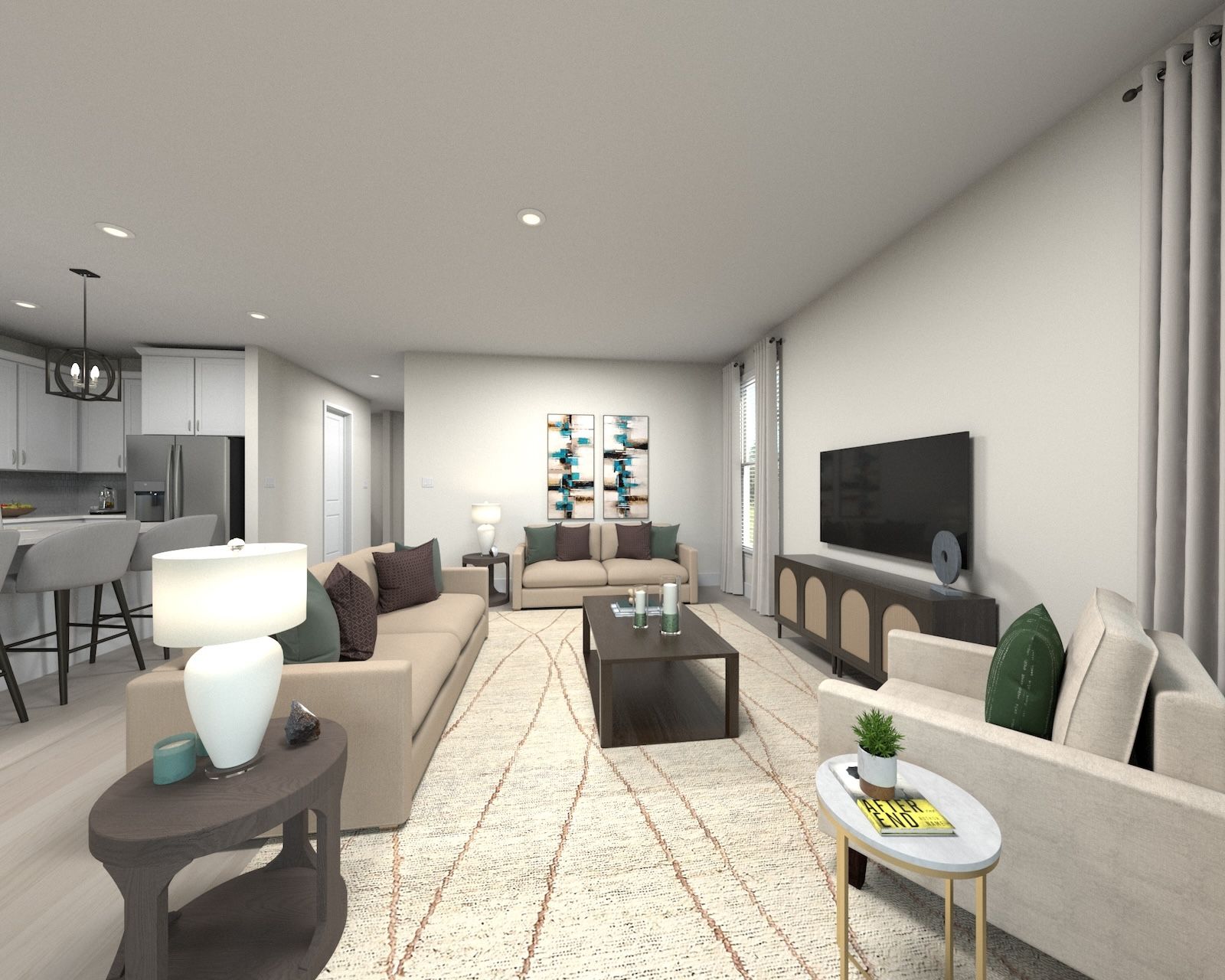 Spend family movie nights in the spacious great room.