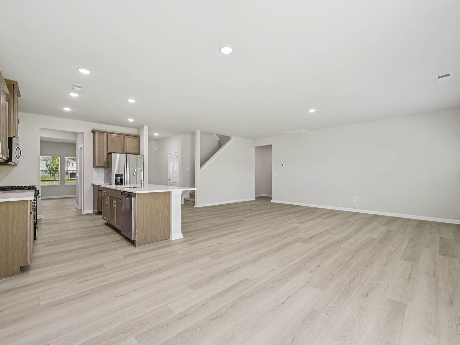 Great room in the Johnson floorplan at Cadence Meadows in Zebulon, NC.