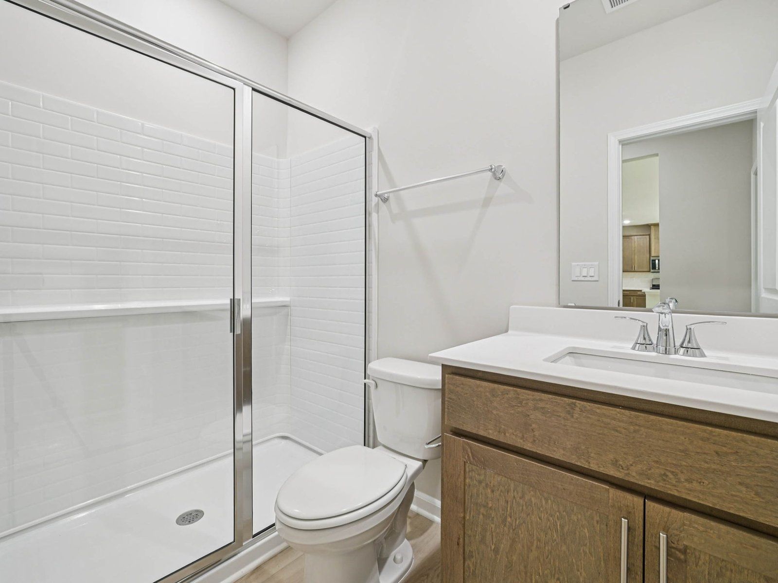 Secondary bathroom in the Johnson floorplan at Cadence Meadows in Zebulon, NC.