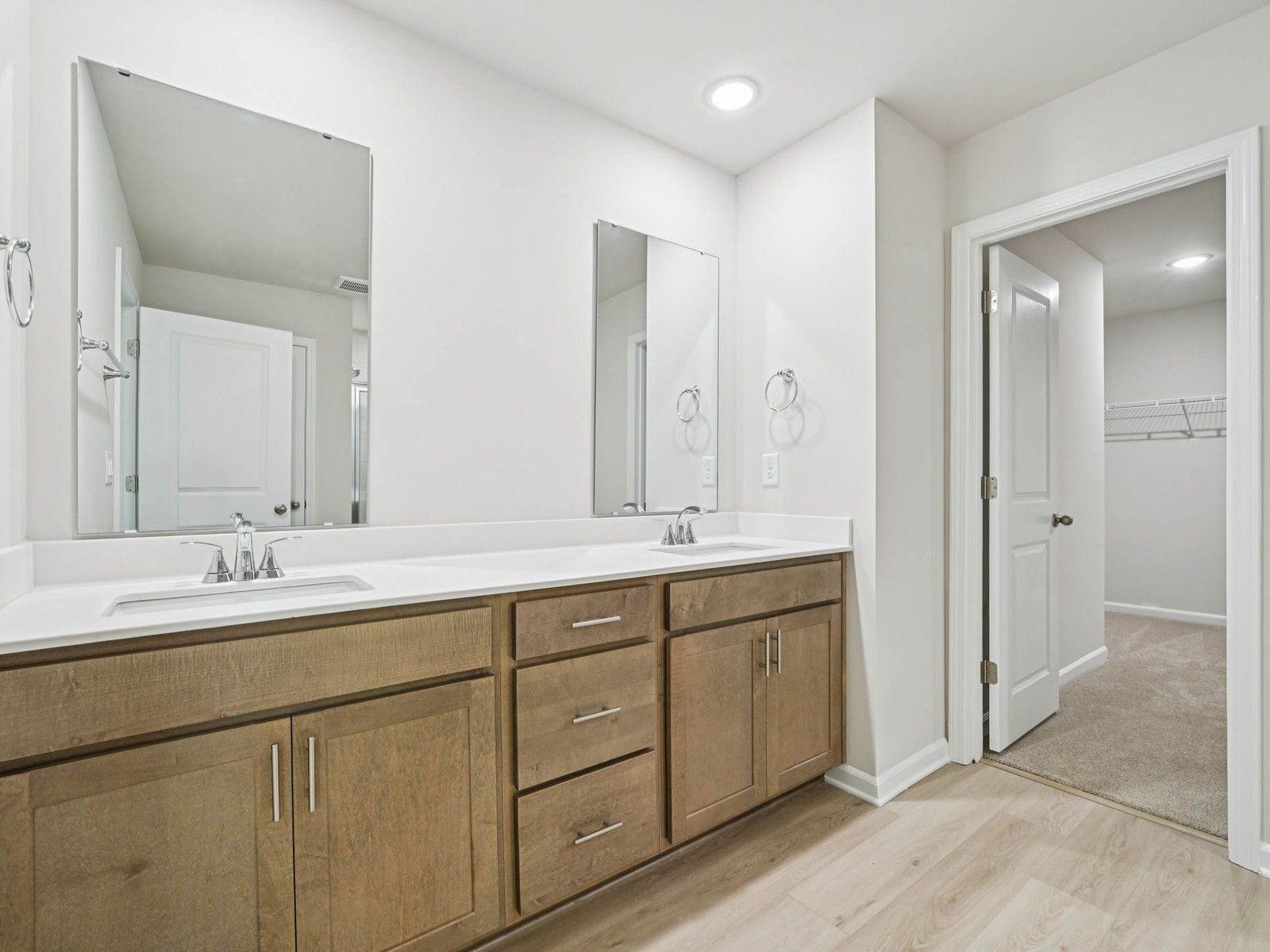 Primary bathroom in the Johnson floorplan at Cadence Meadows in Zebulon, NC.