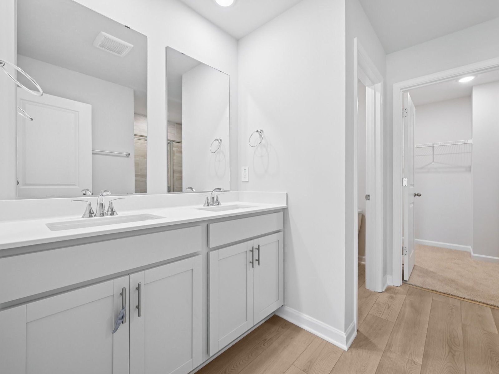 Primary bathroom in the Bloomfield floorplan at Cadence Meadows Townes in Zebulon, NC.