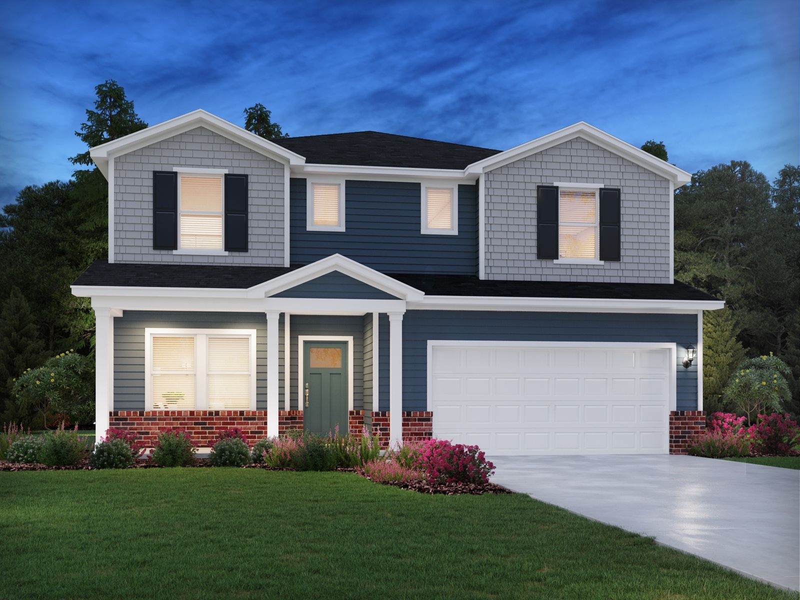 Johnson front exterior rendering at a Meritage Homes community in Raleigh, NC.