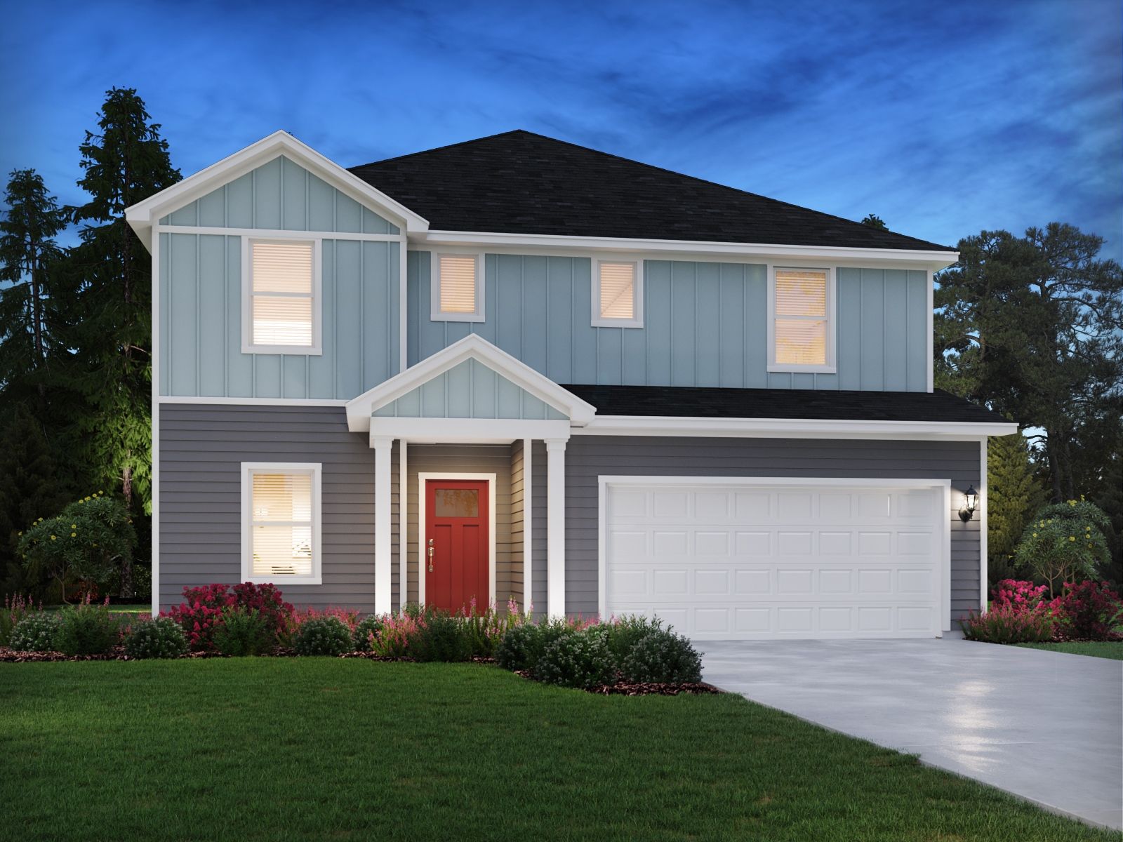 Johnson front exterior rendering at a Meritage Homes community in Raleigh, NC.