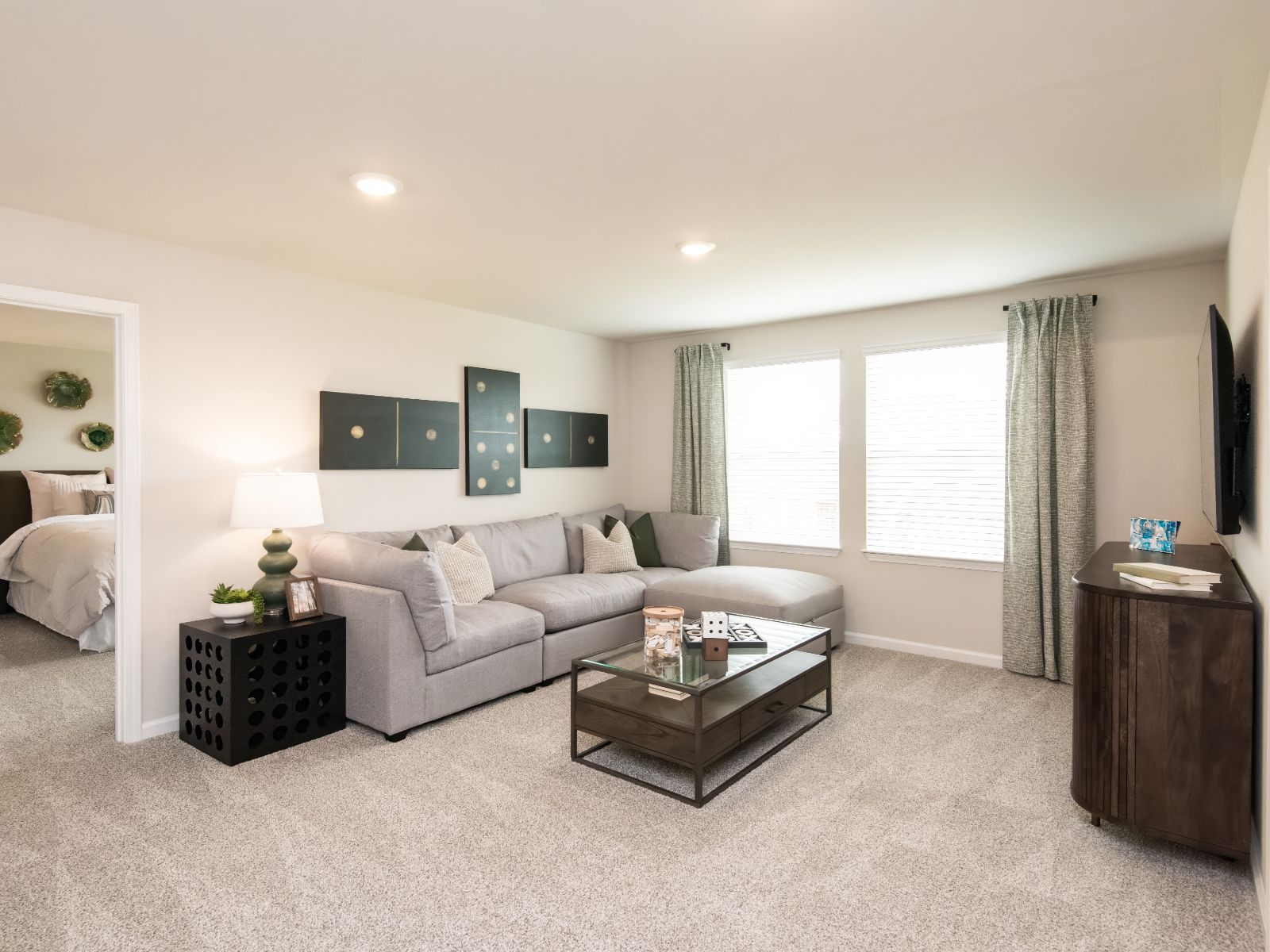 The Dakota floorplan with the Divine White interior package modeled at Walkers Hill.