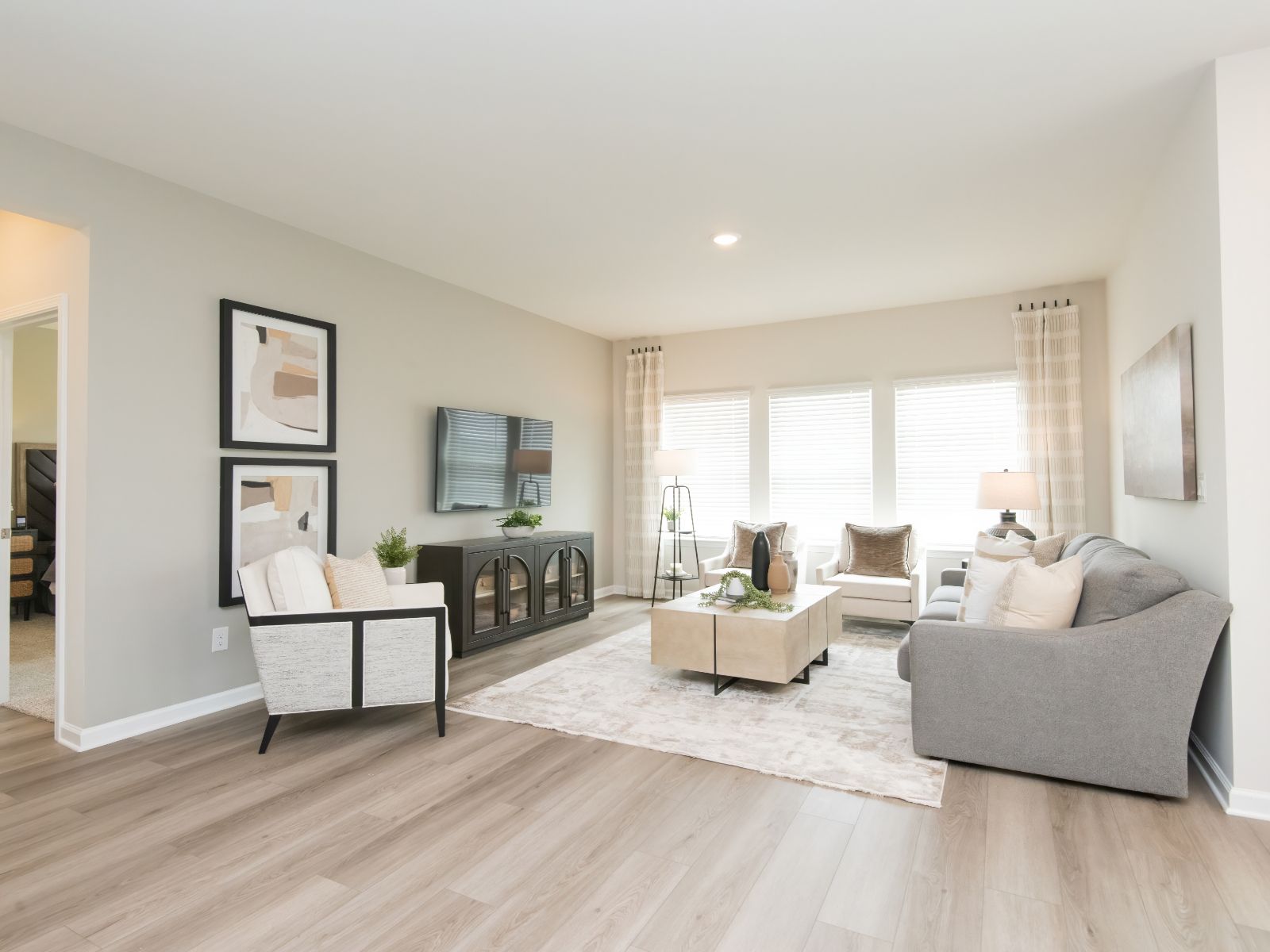 The great room provides an abundance of natural light.