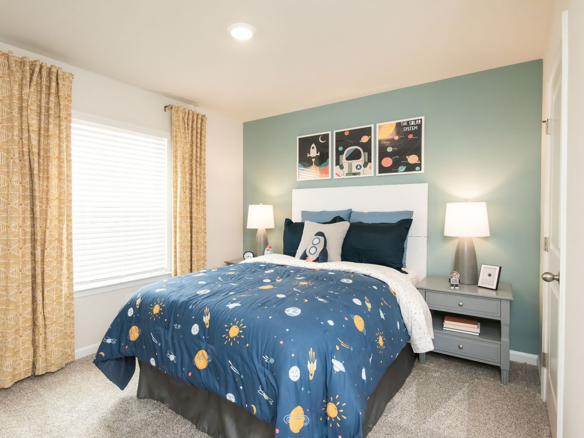 This secondary bedroom can be a perfect home office or craft space.