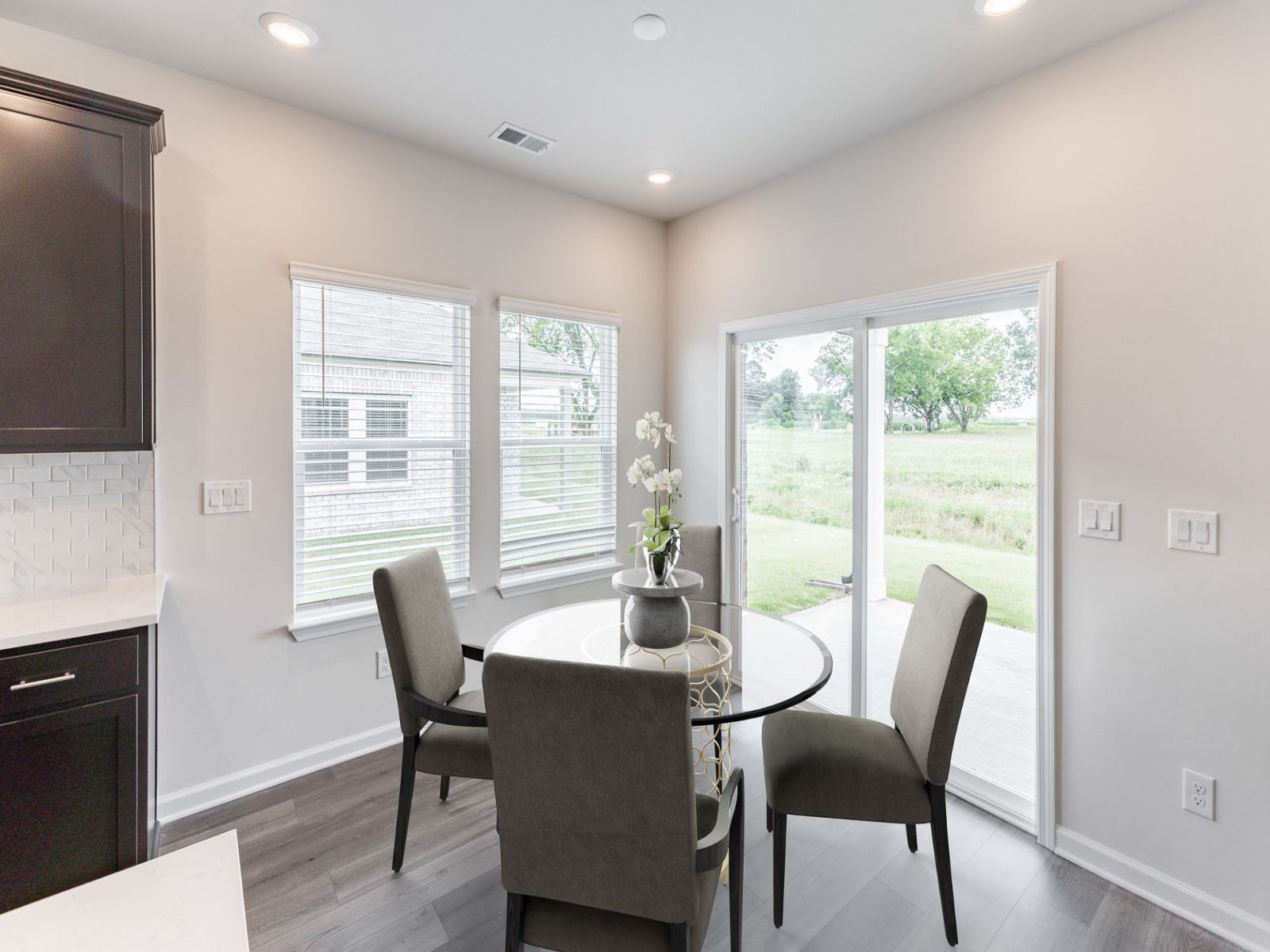 Great Room in the Newport floorplan with the Balanced Dark interior package.