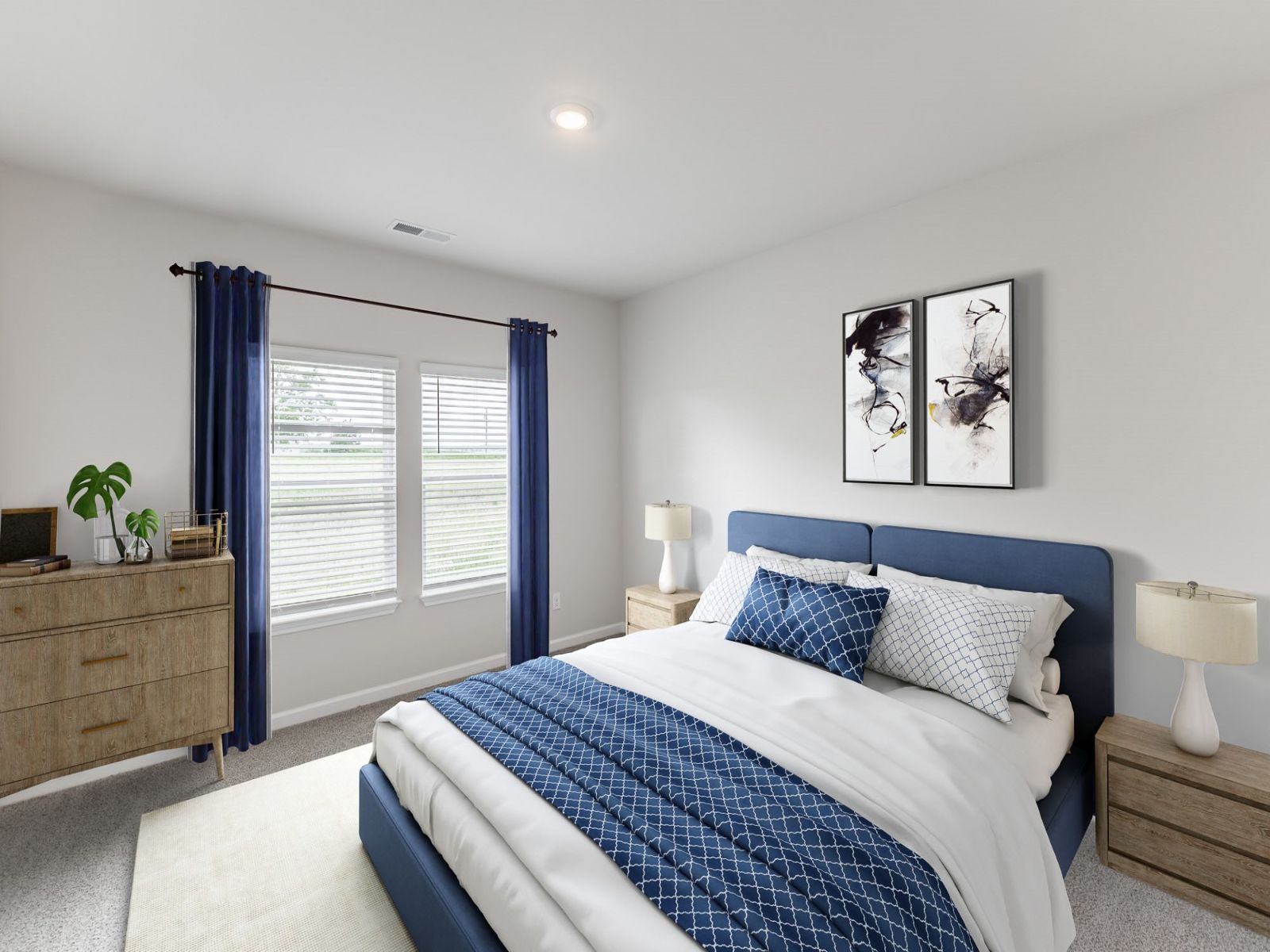 Primary Bedroom in the Newport floorplan with the Balanced Dark interior package.