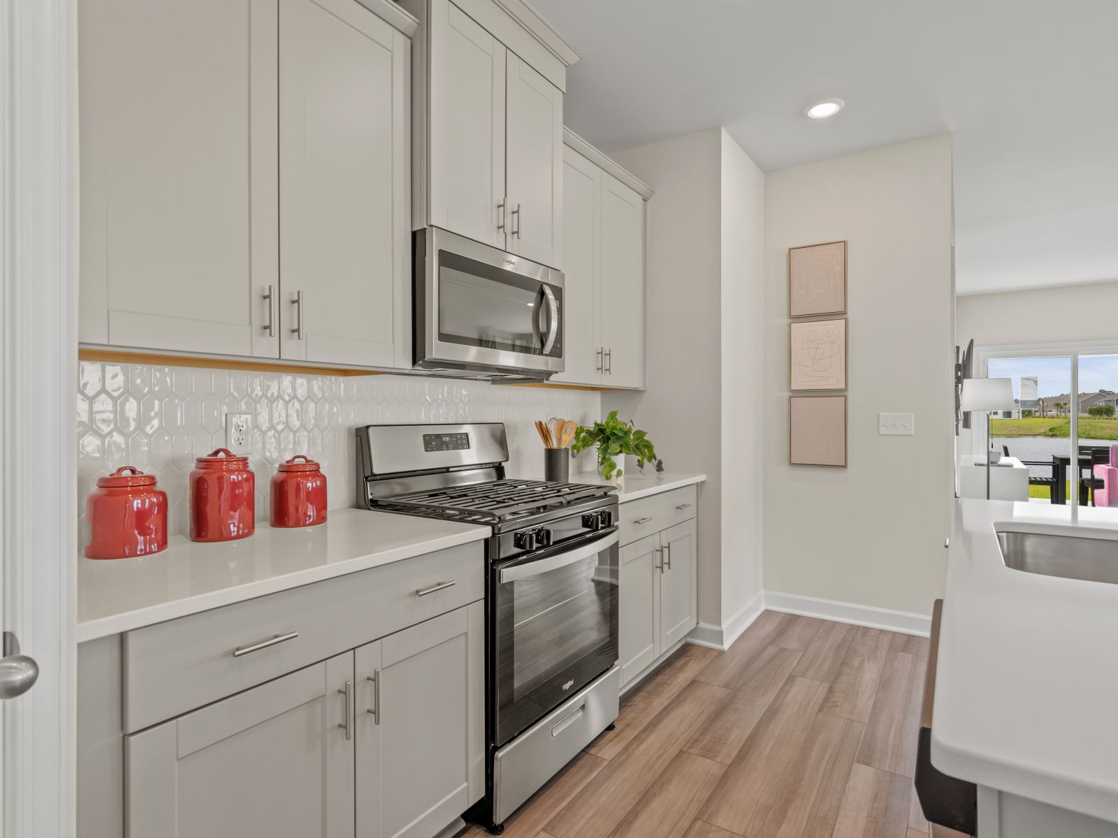 Designer curated finishes and plenty of counter space.