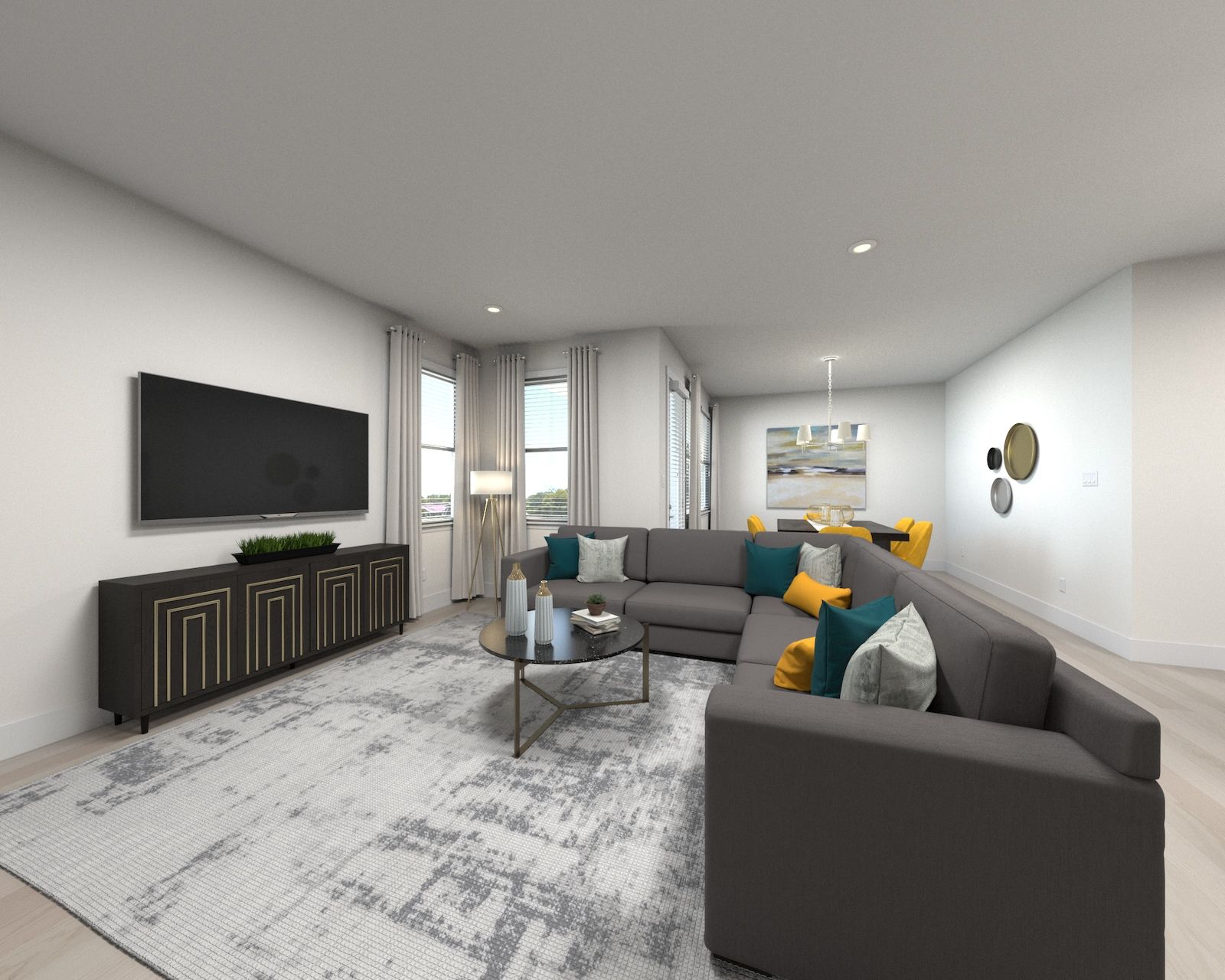 Spend family movie nights in the spacious great room.