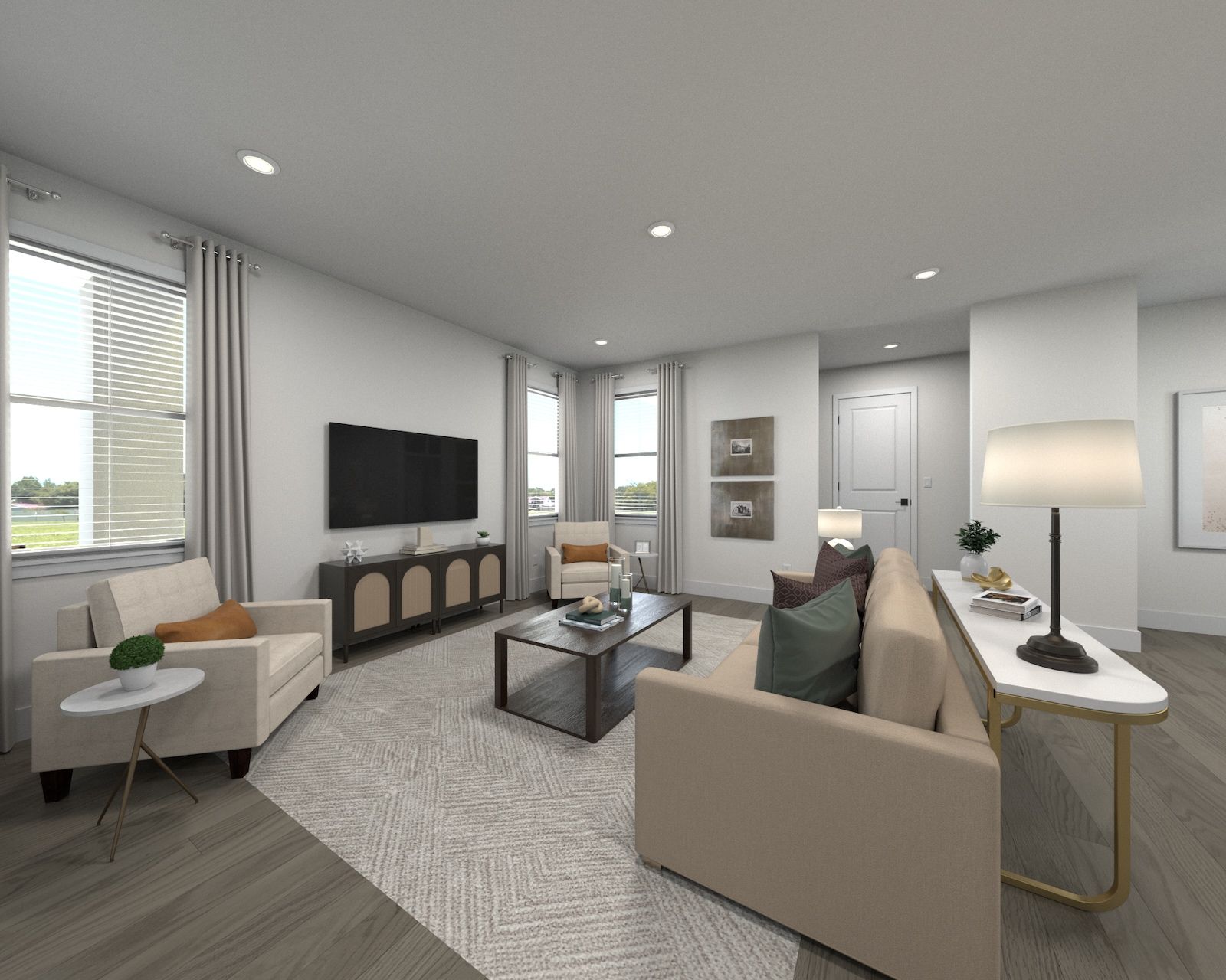 Spend family movie nights in the spacious great room.