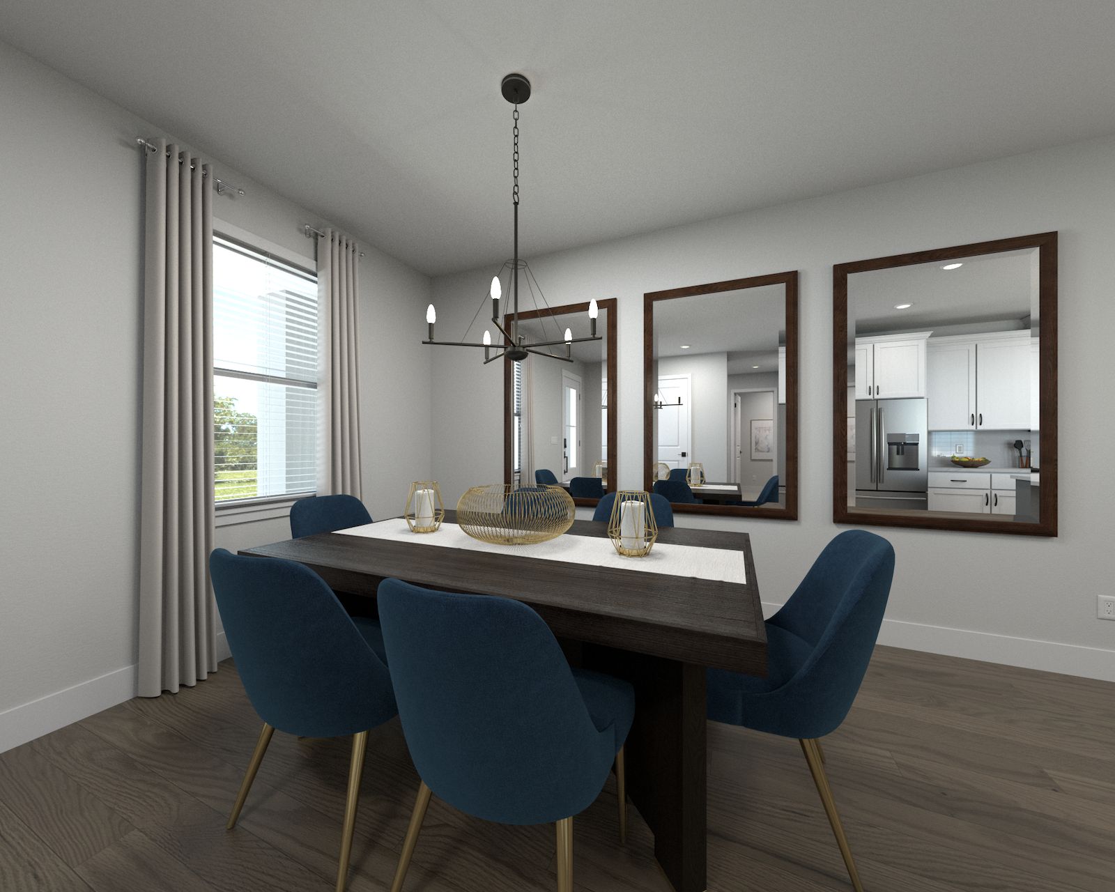 The open-concept floorplan allows for an easy flow between the kitchen and dining areas.