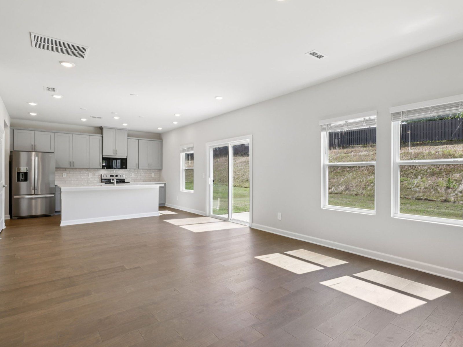 The great room provides an abundance of natural light.