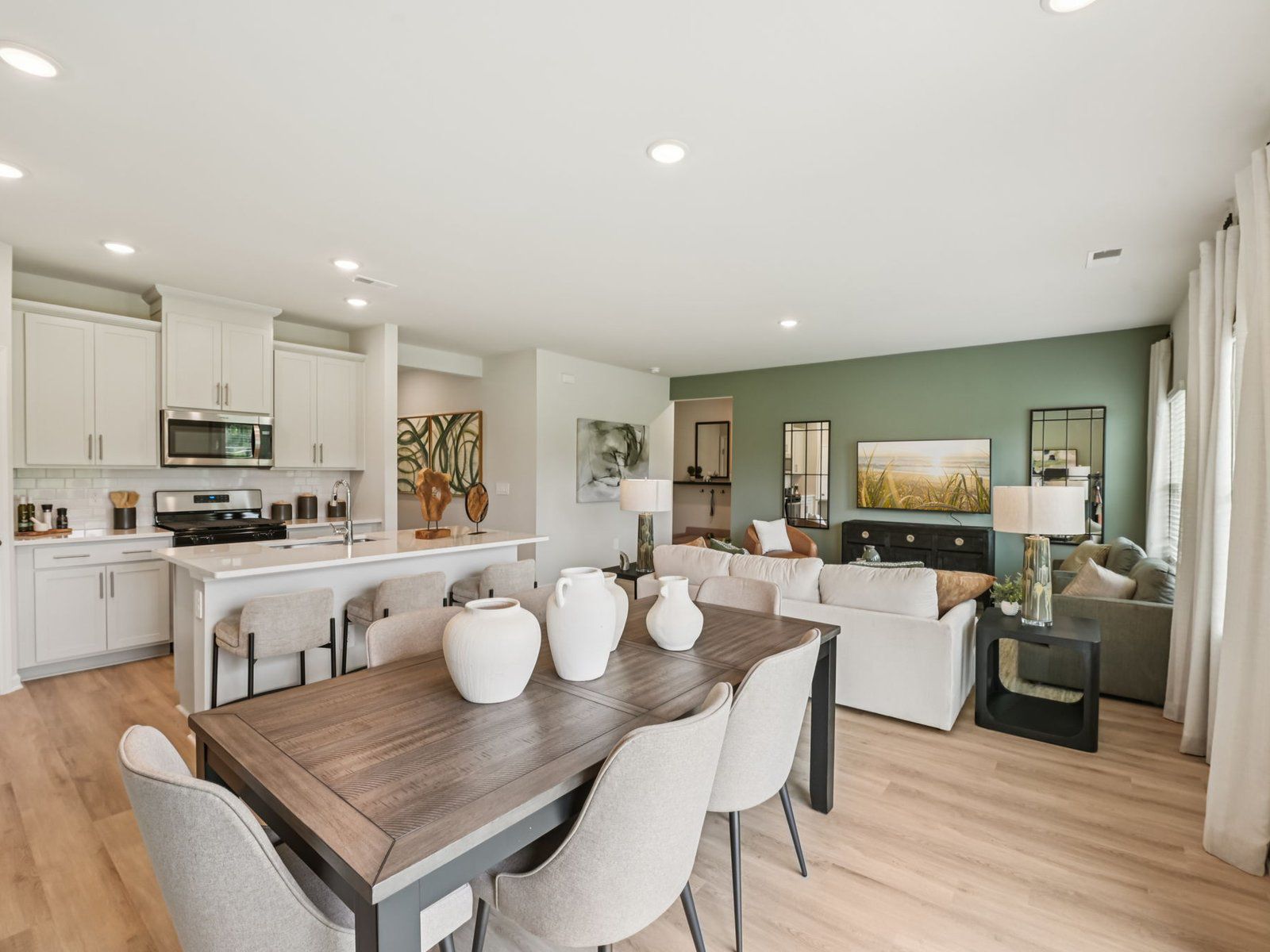 Great room in the Chatham floorplan at a Meritage Homes community in Mebane, NC.