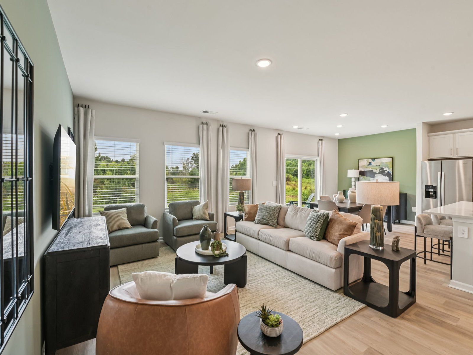 Great room in the Chatham floorplan at a Meritage Homes community in Mebane, NC.