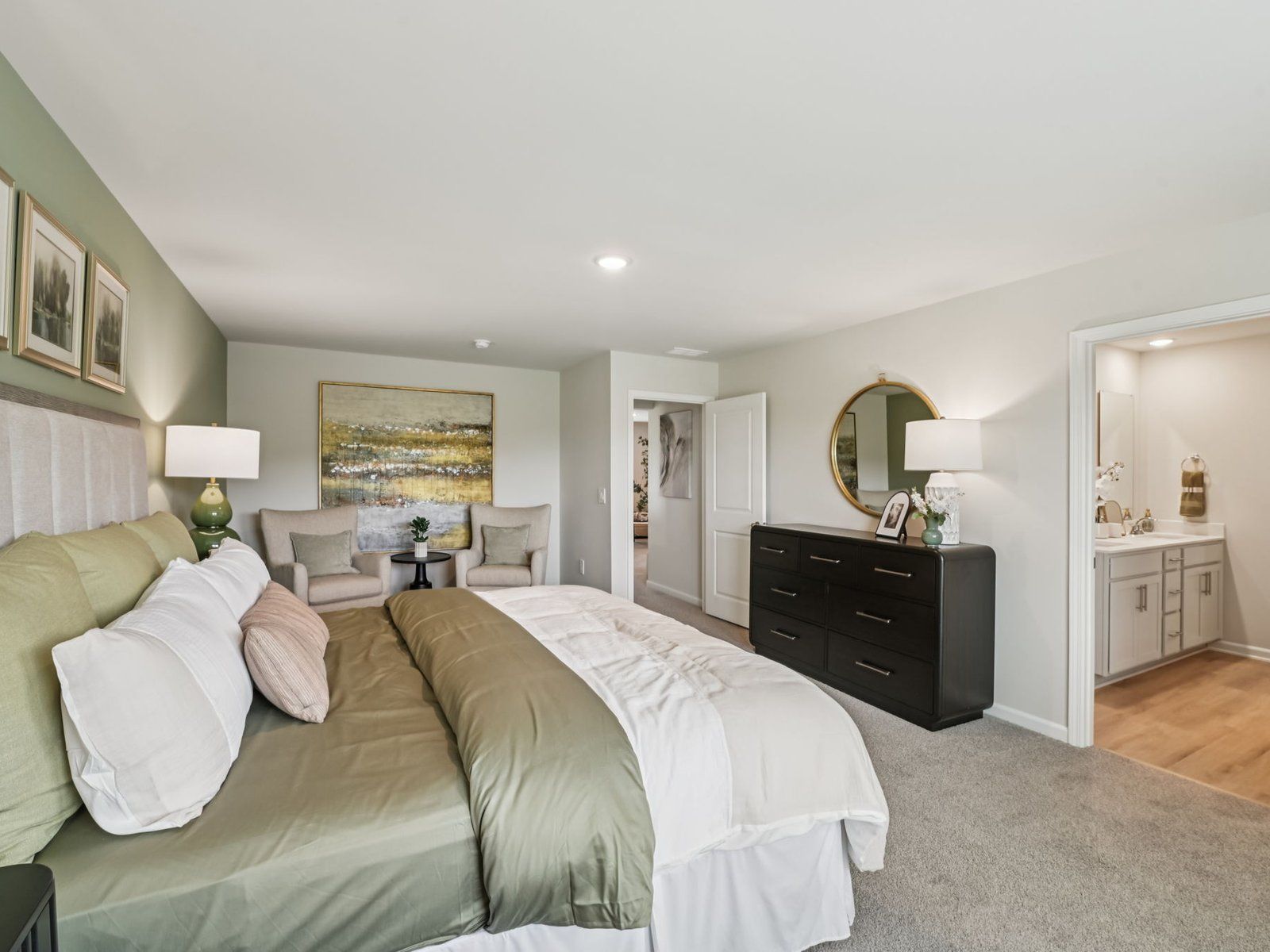 Primary bedroom in the Chatham floorplan at a Meritage Homes community in Mebane, NC.