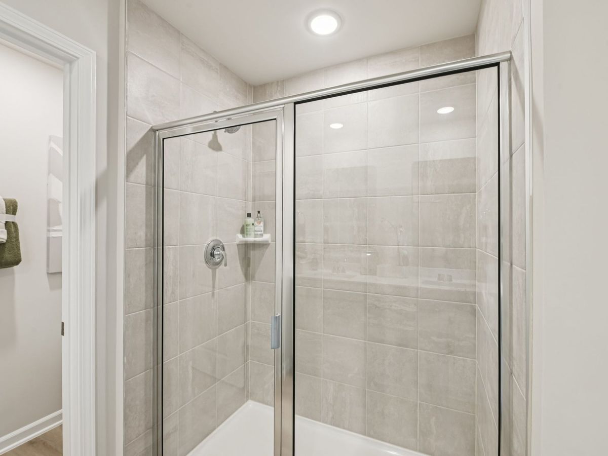 Primary bathroom in the Chatham floorplan at a Meritage Homes community in Mebane, NC.