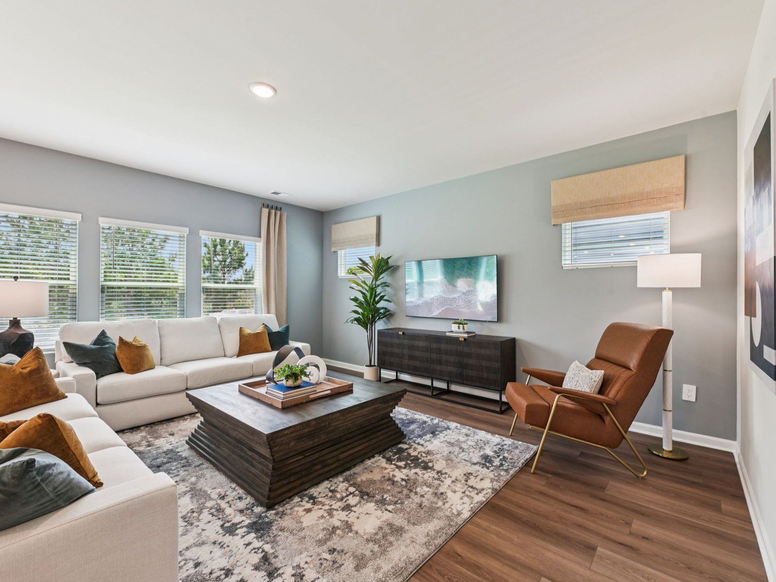Great room in the Taylorsville floorplan at a Meritage Homes community in Mebane, NC.