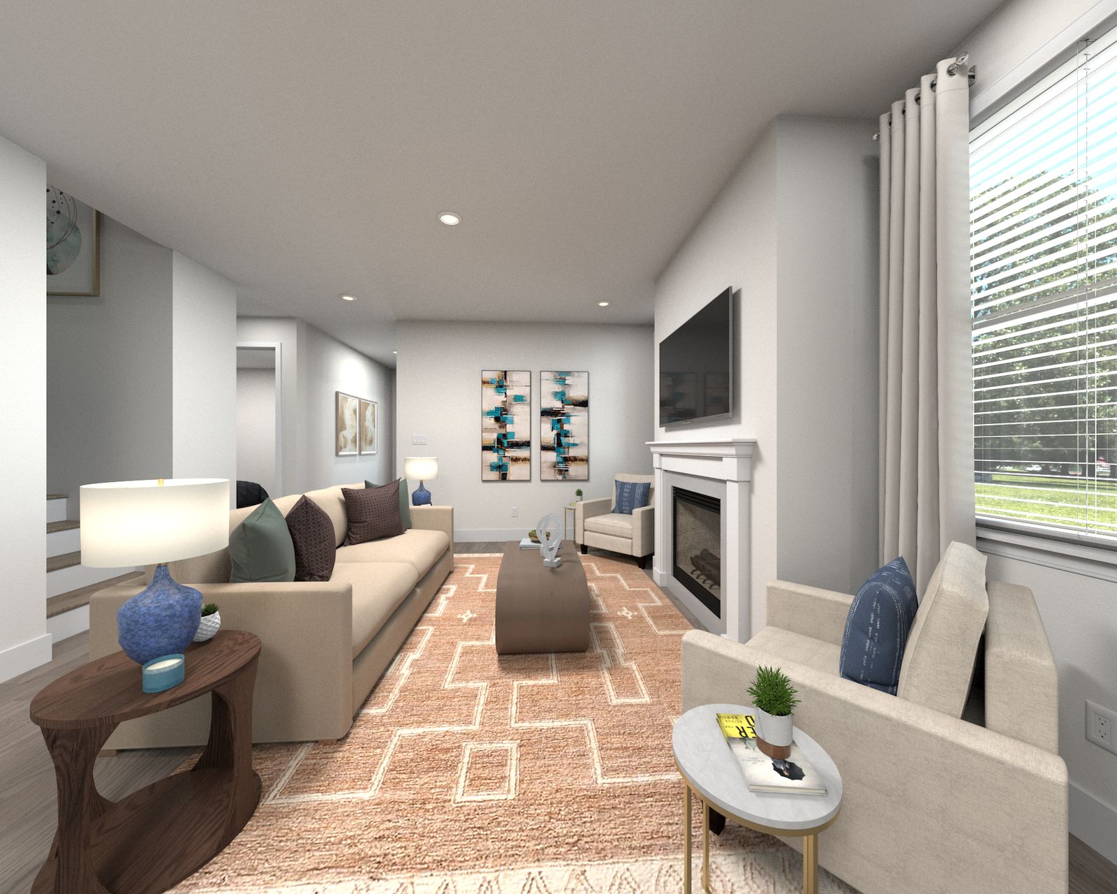 Spend family movie nights in the spacious great room.