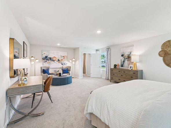 Primary bedroom in the Taylorsville floorplan at a Meritage Homes community in Mebane, NC.