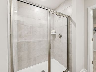 Primary bathroom in the Taylorsville floorplan at a Meritage Homes community in Mebane, NC.