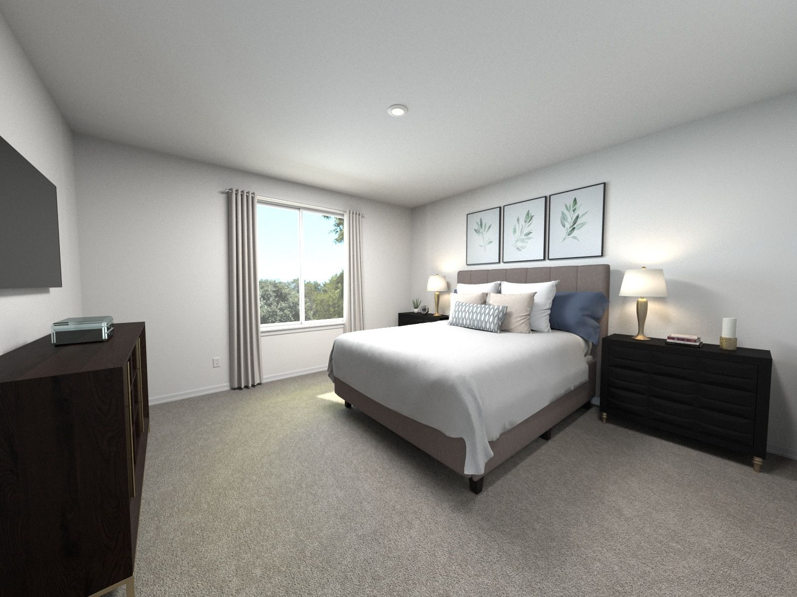 Rendering of the Primary Bedroom in the Redwood Floorplan.