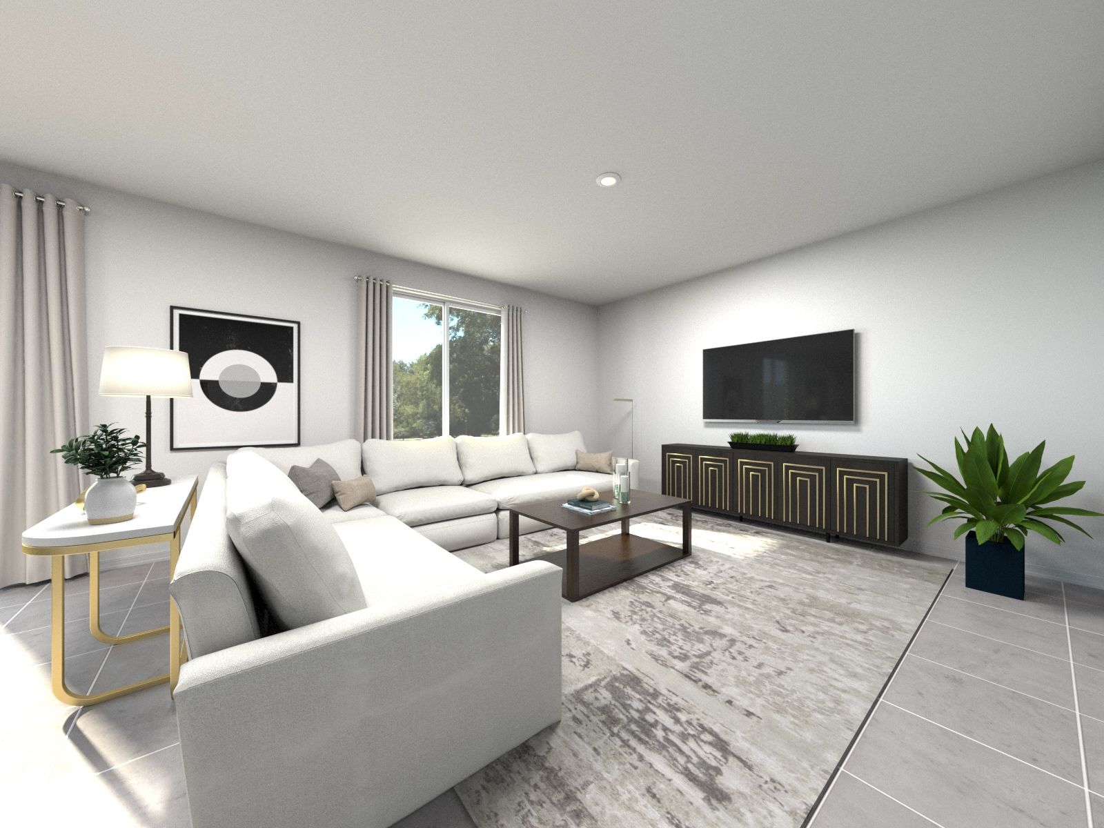 Rendering of the Marigold Floorplan Living Room.