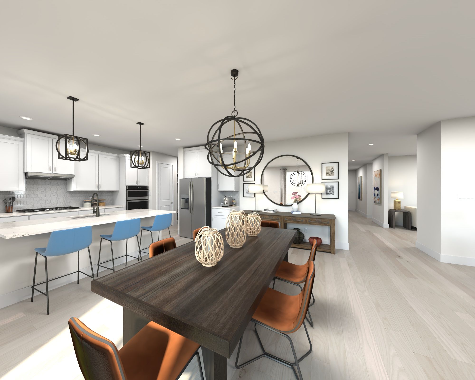 The open-concept floorplan allows for an easy flow between the kitchen and dining areas.