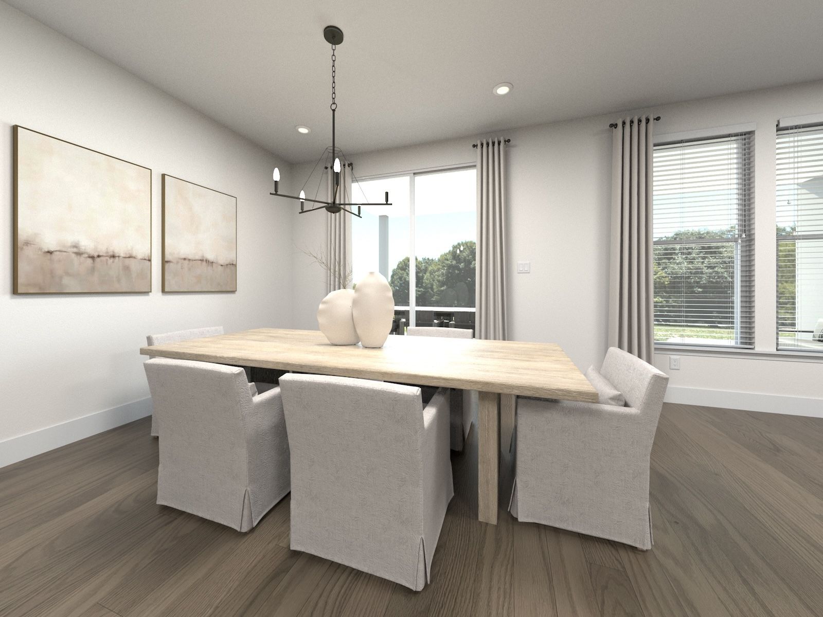 The open-concept floorplan allows for an easy flow between the kitchen and dining areas.