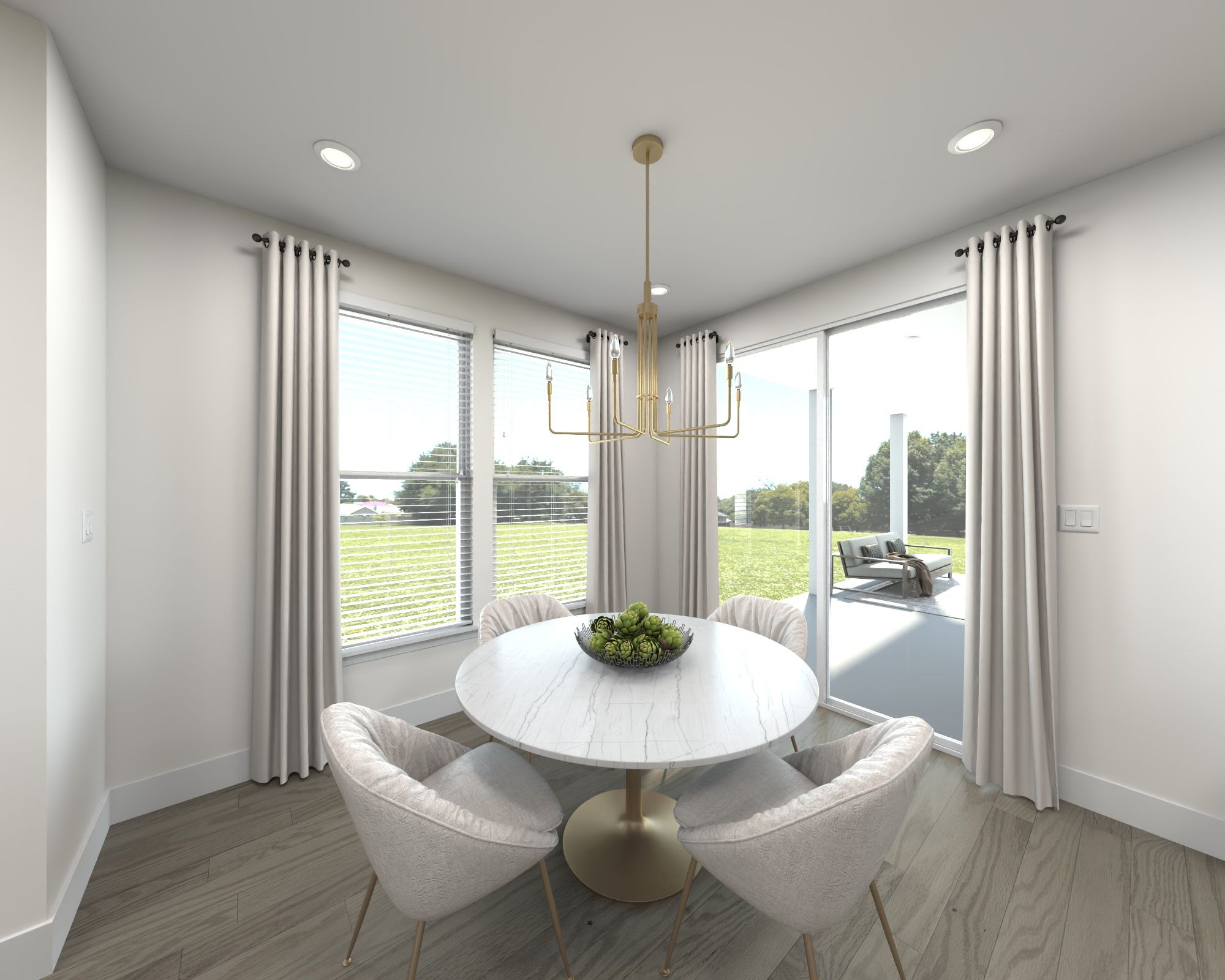 The open-concept floorplan allows for an easy flow between the kitchen and dining areas.