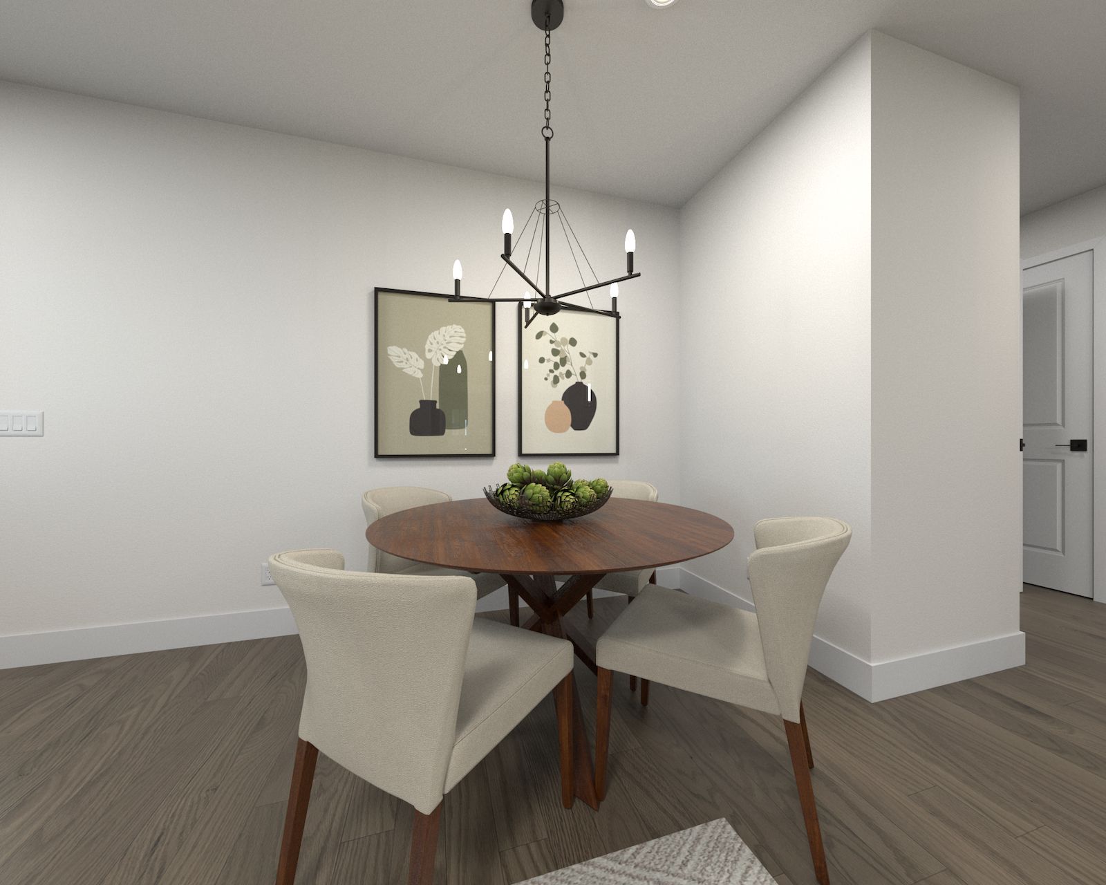 The open-concept floorplan allows for an easy flow between the kitchen and dining areas.