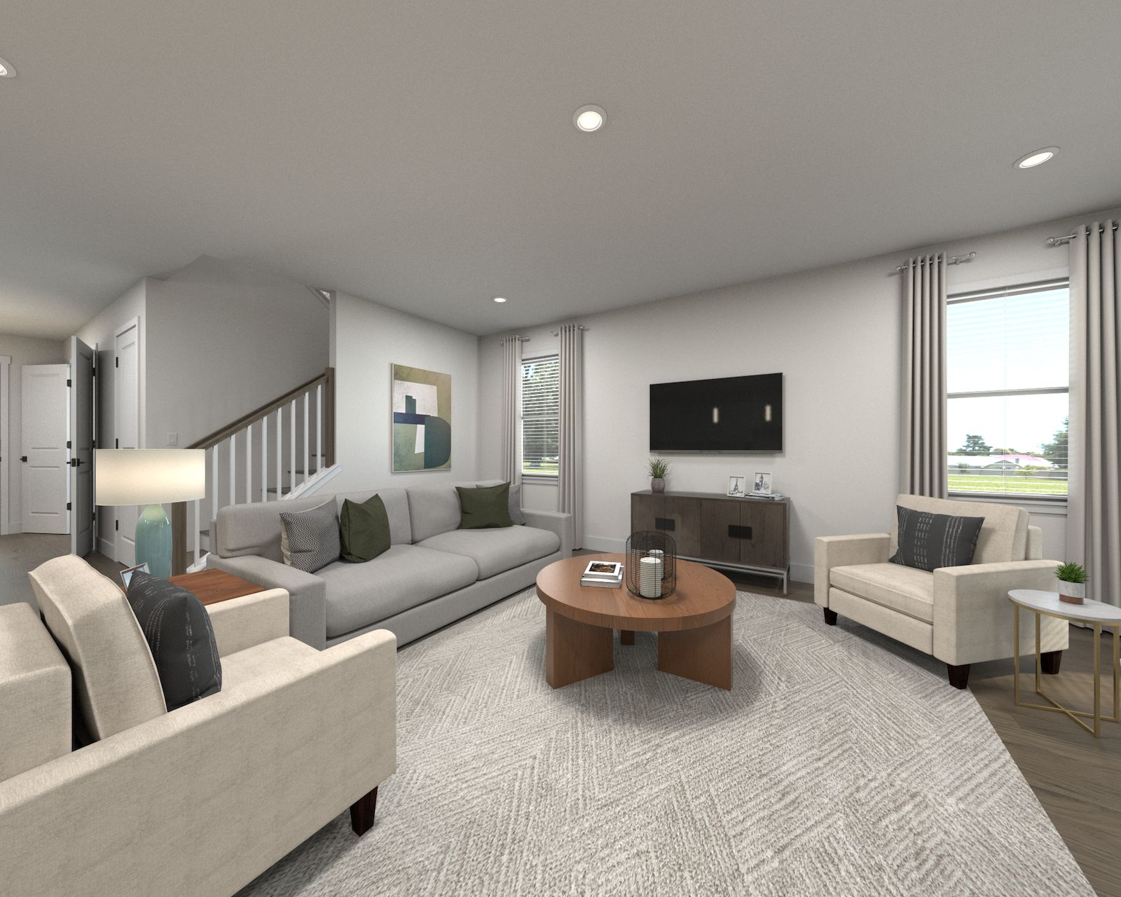 Spend family movie nights in the spacious great room.