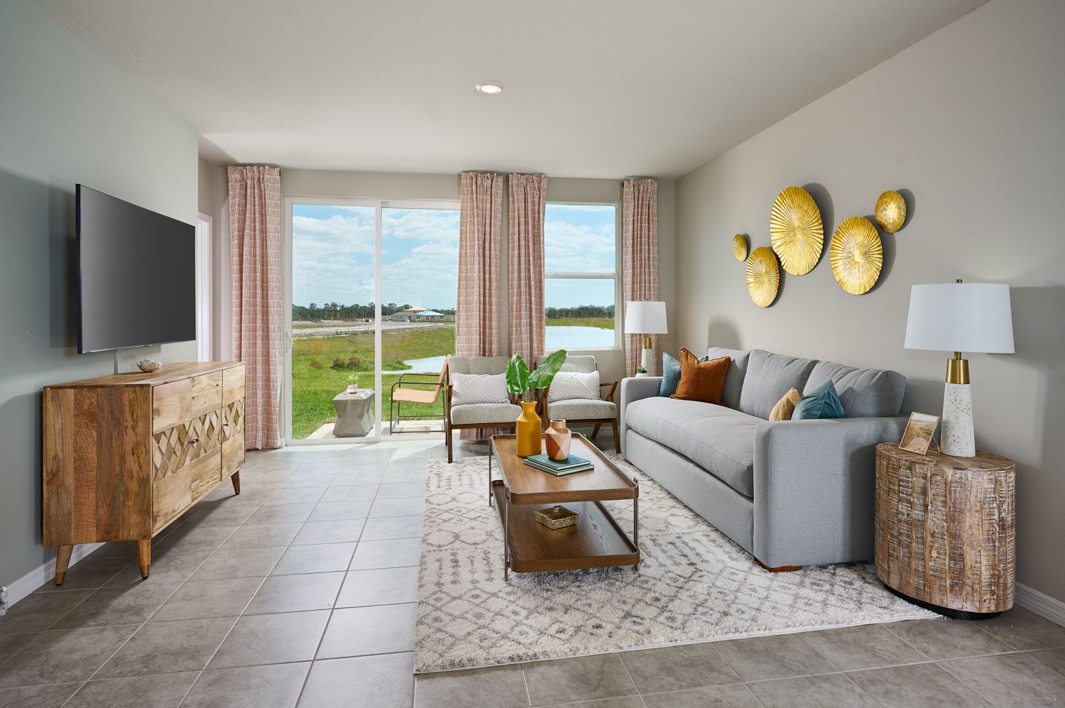 Great room in Yellowstone model at Salt Meadows in Parrish.