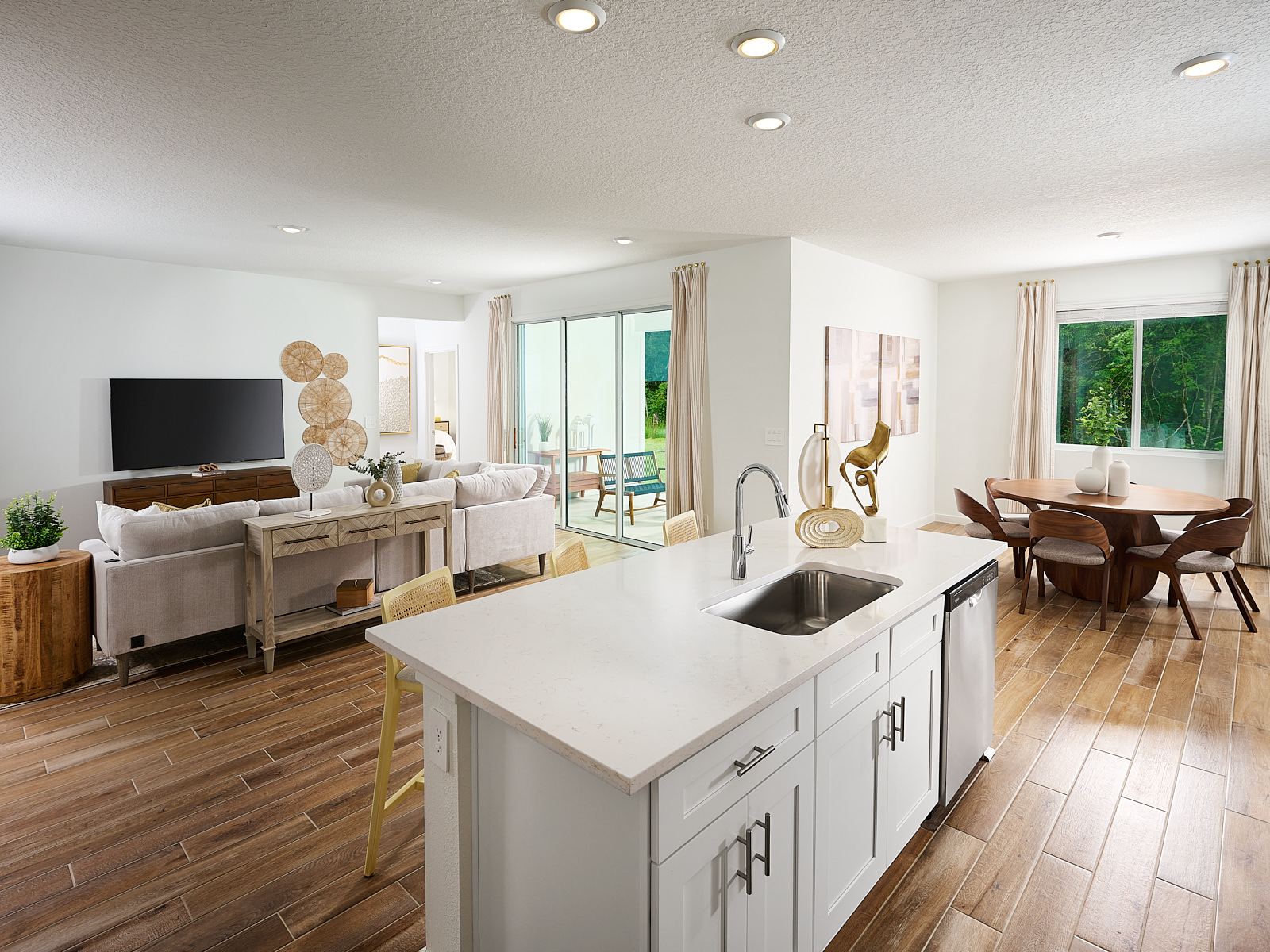 The Jasmine floorplan great room modeled at Azalea Creek.