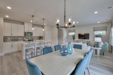 The stunning open-concept floorplan allows for an easy flow between the kitchen and dining areas.