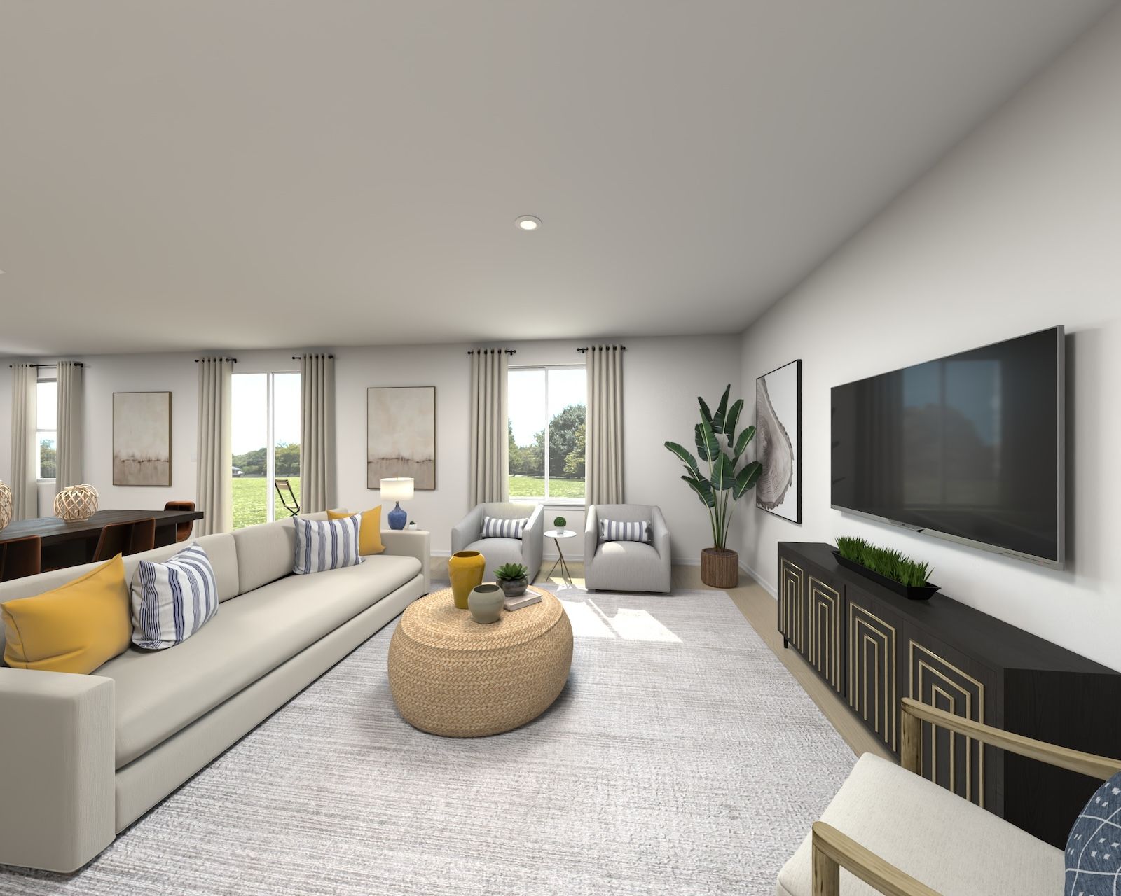 Rendering of the Lotus Floorplan Living Area.