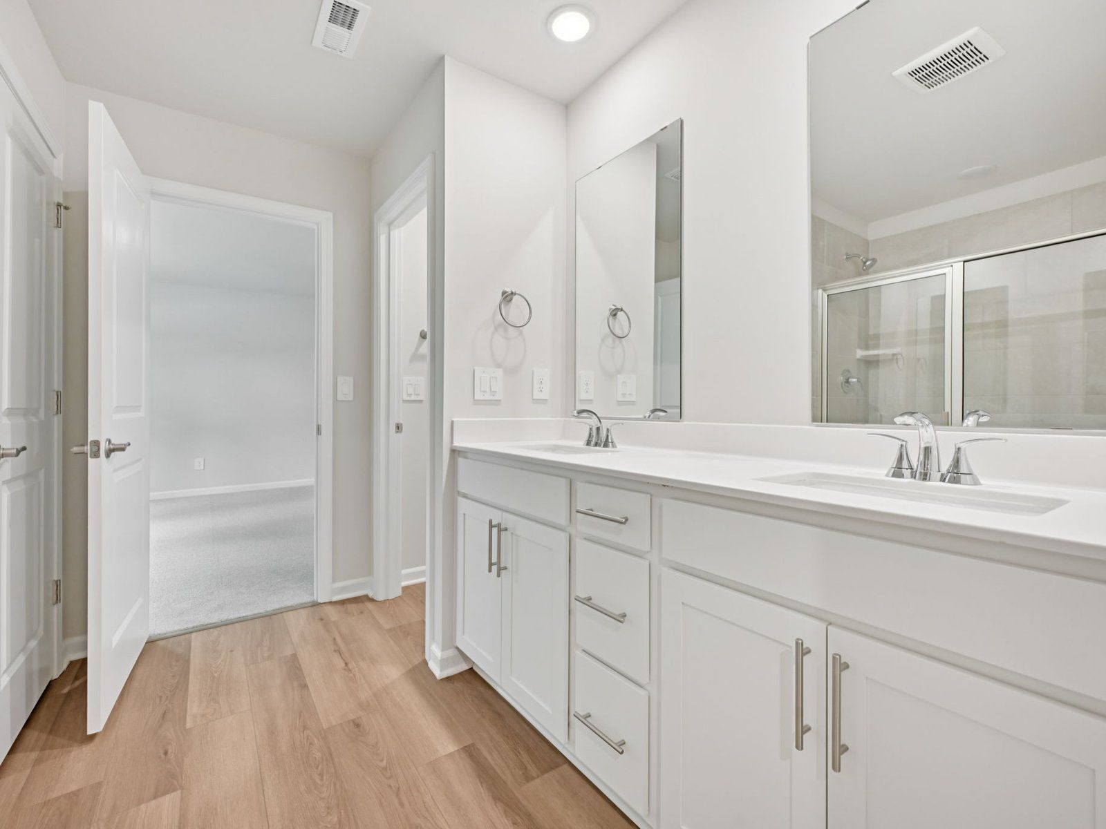 Primary bathroom in the Brentwood floorplan at a Meritage Homes community in Garner, NC.