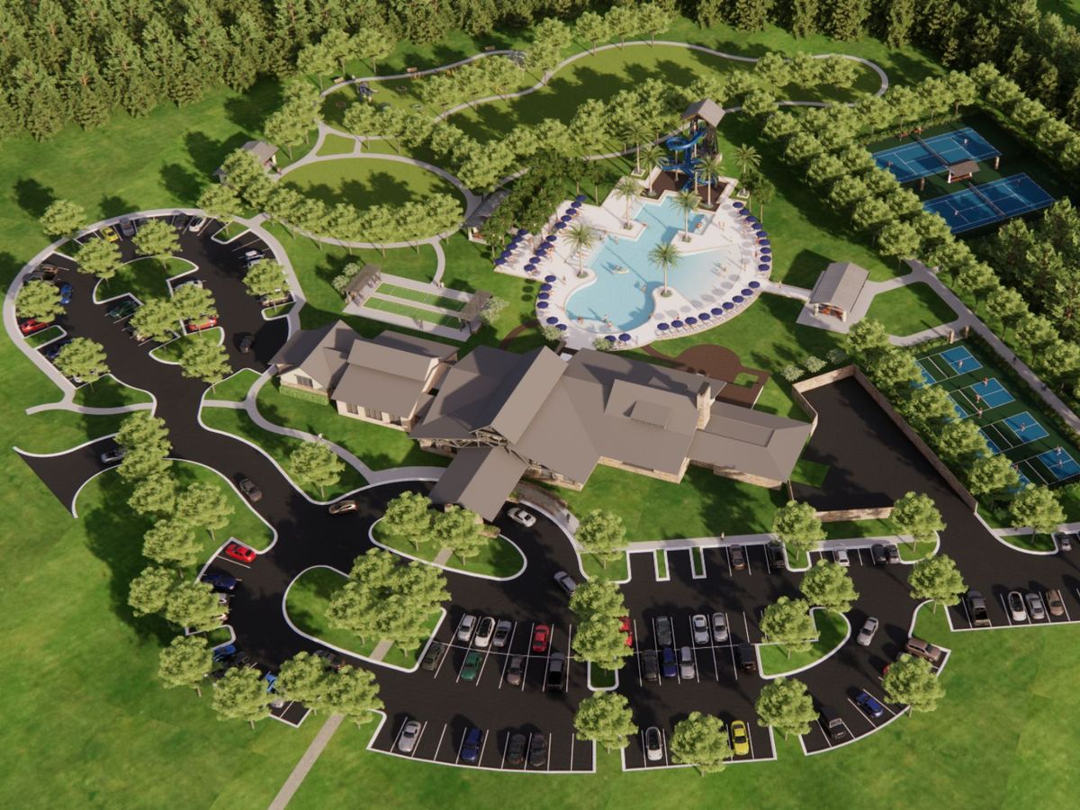 Aerial rendering of the Harvest Club at Oakfield Trails.